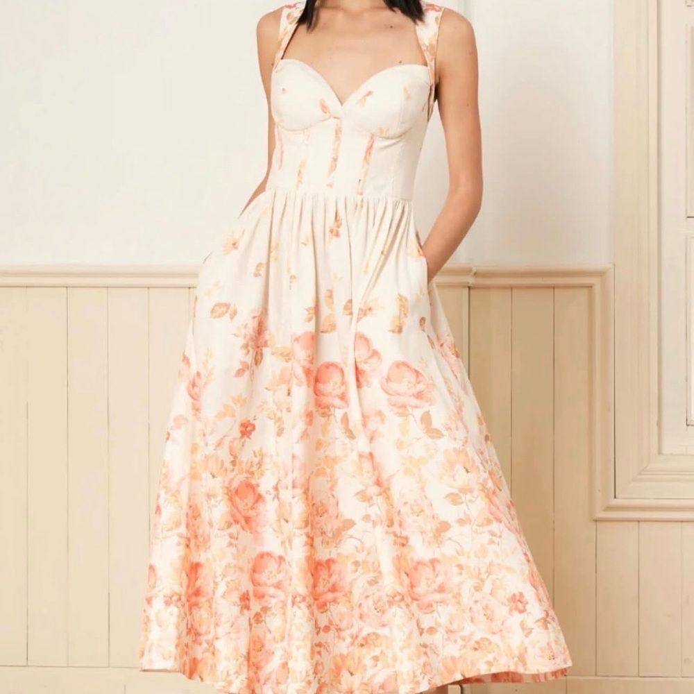 Yumi Kim Cream Maxi Dress with Pink Floral Print